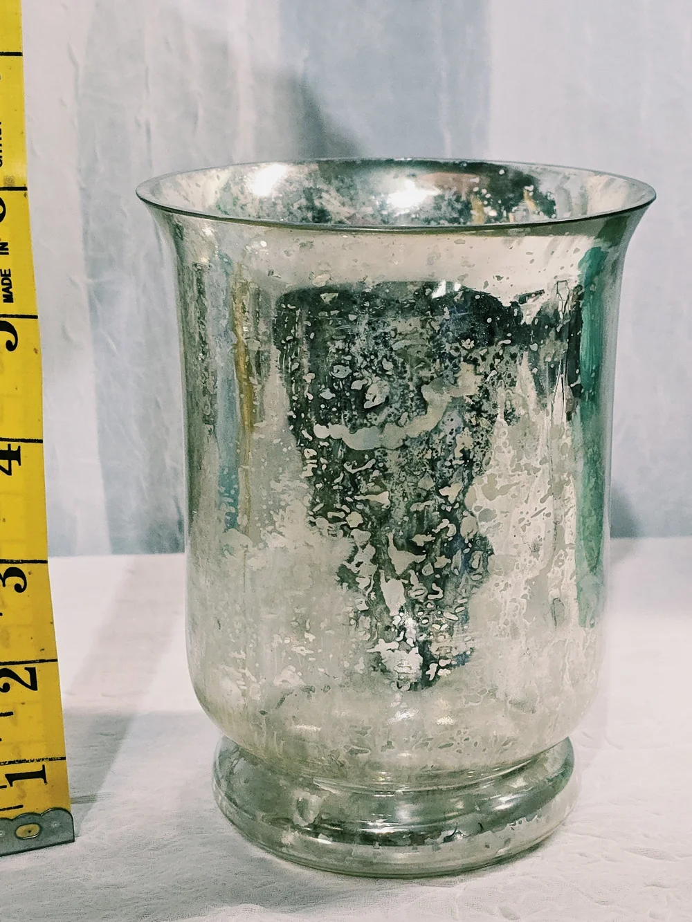 Shimmering Silver Mercury-Style Glass Vase/Candleholder